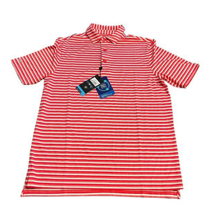 NWT Ibkul Red Striped Polo Shirt Size Small